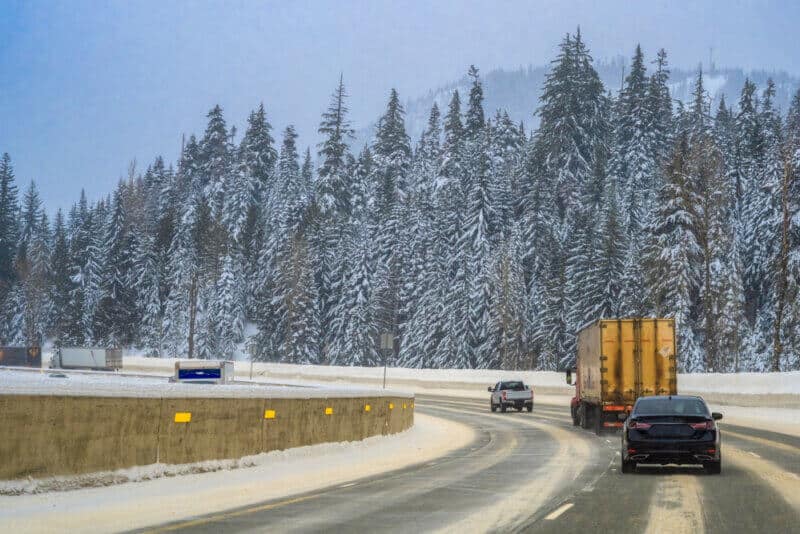 snowy highway in washington