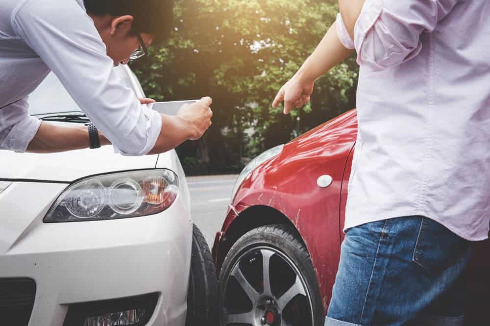 two drivers arguing after a fender bender