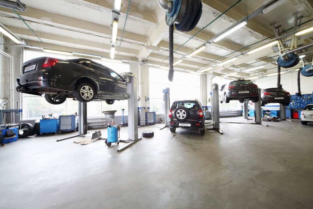 cars in repair shop