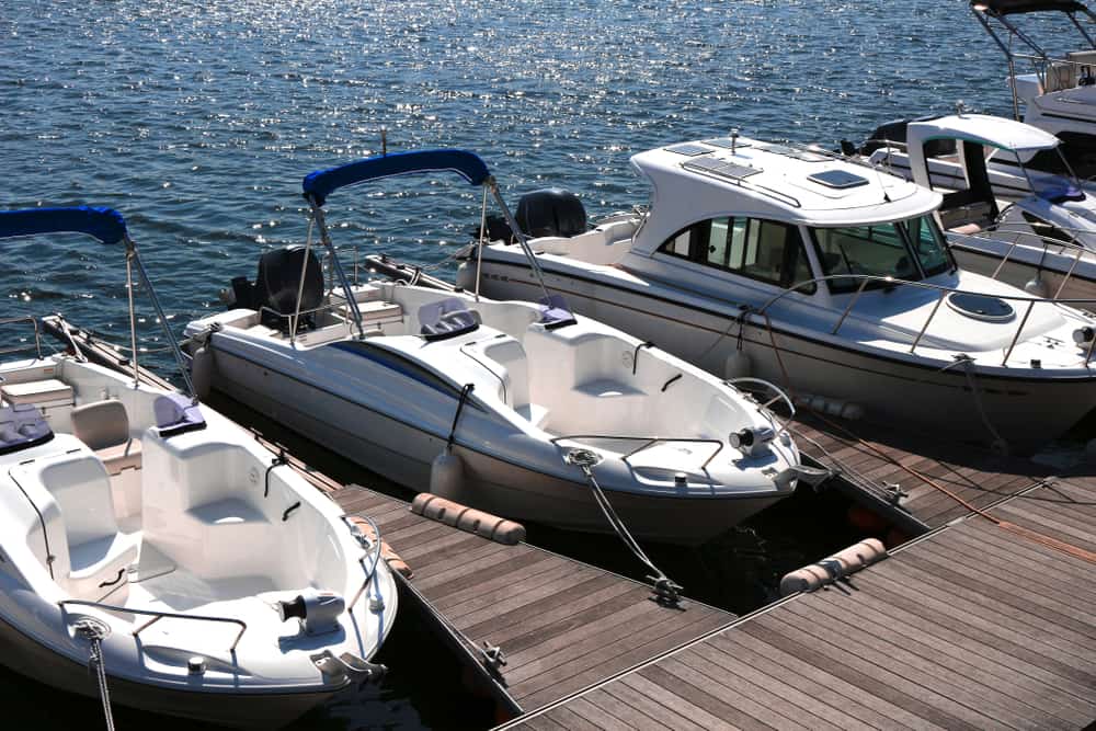 docked boats in marina