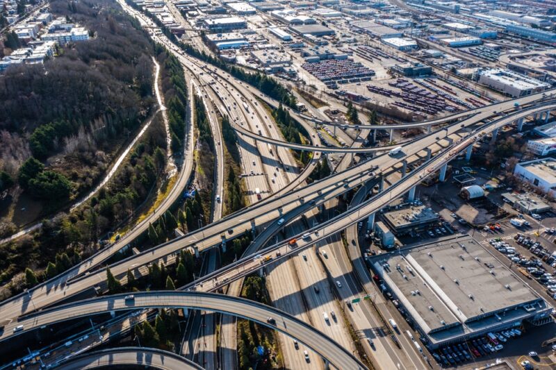 The I-5 interchange in Seattle