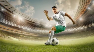 Soccer player on the field with wide-angle lens - cheap insurance in Seatlle.